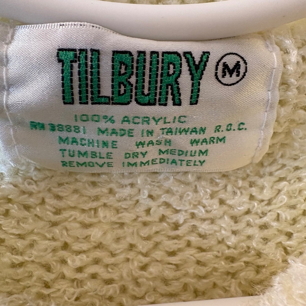 Tilbury‎ Vintage Cream Knit Cardigan Sweater Size Medium - Picture 5 of 6